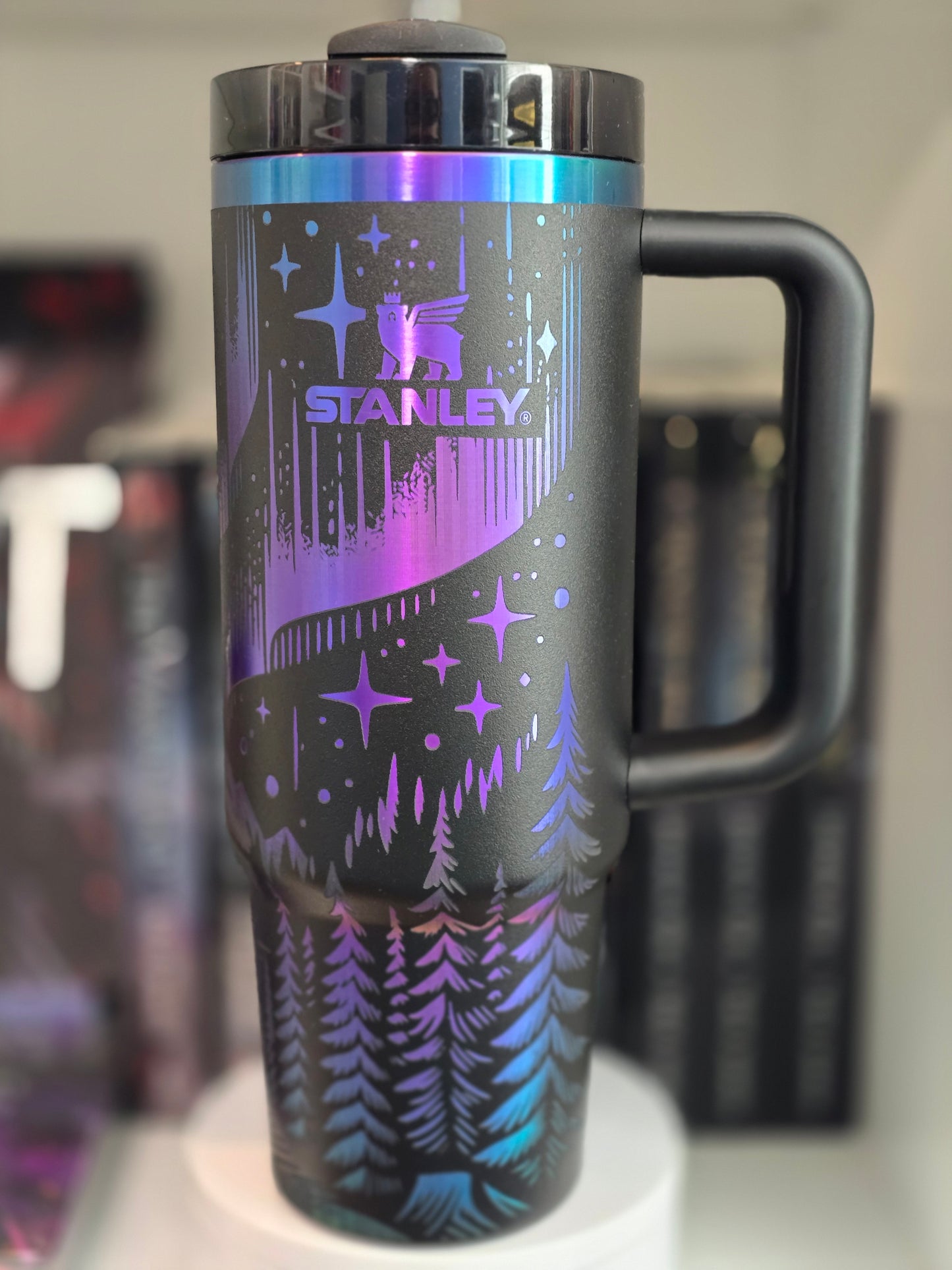 Engraved Northern Lights 40/30oz Stanley Tumbler | Winter and Holiday Tumbler | Black Chroma Tumbler | Gift Ideas | Holiday Gifts for Them