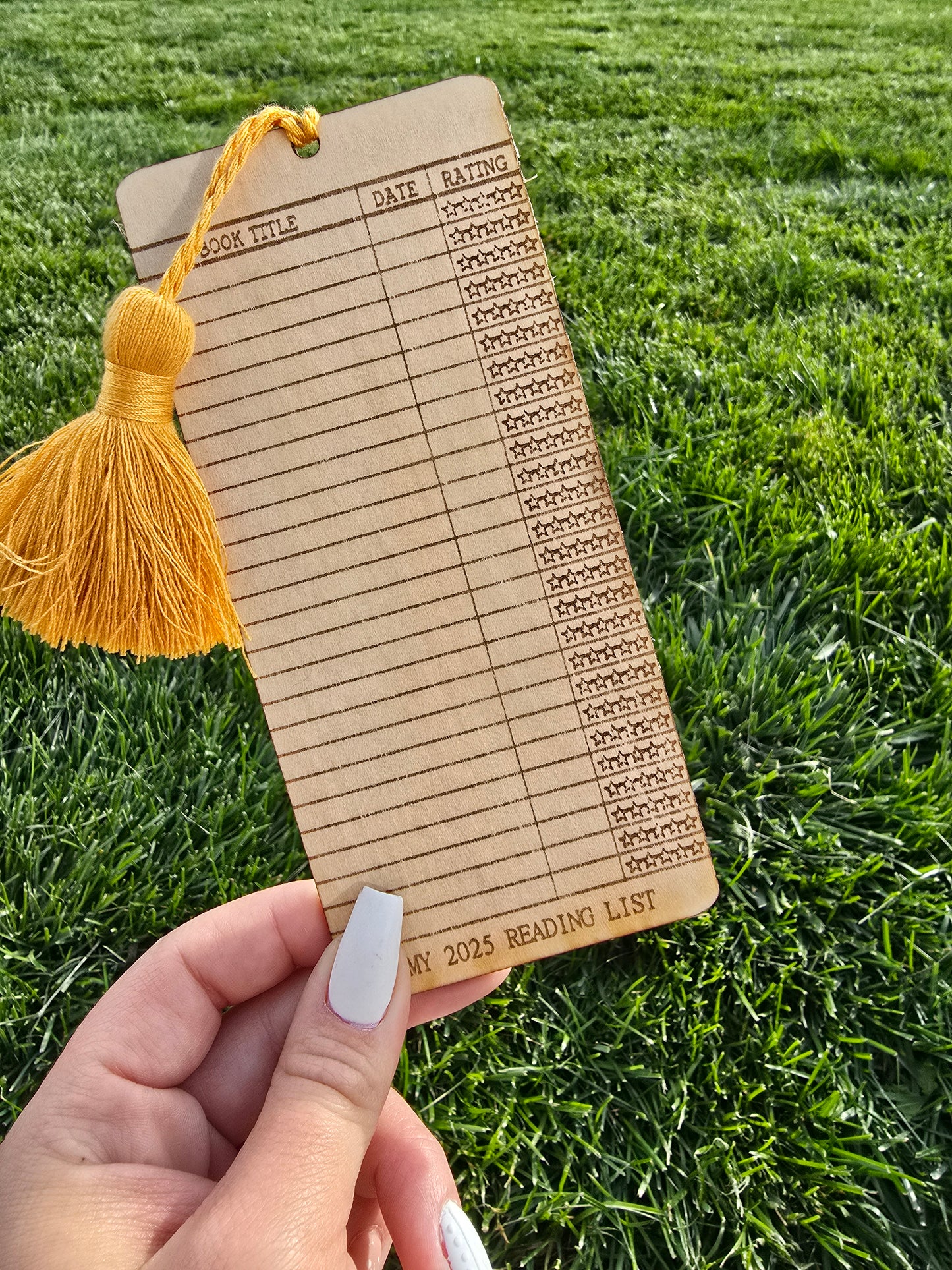 2025 Wooden Bookmark Reading Tracker with Choice of Tassel Color | Fillable Bookmark w/ 26 spaces | Bookish Reader Gift | Fun Idea for Book Club