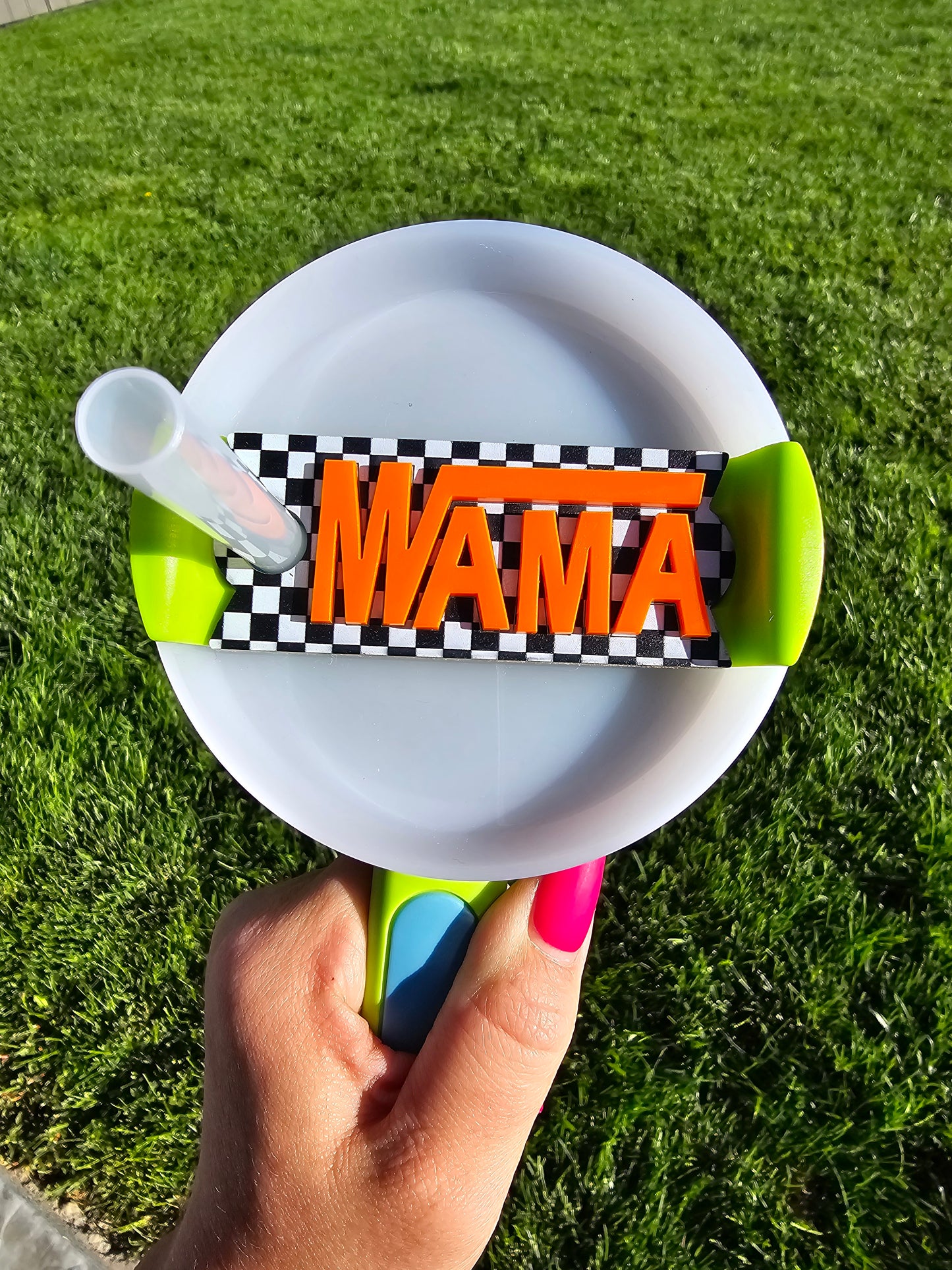 Mama Checkered 40oz/30oz Stanley Topper | Tab Tumbler Accessory | Only for 2.0 Stanley's | Rad Mama Old School Tumbler Tab | Gifts for her