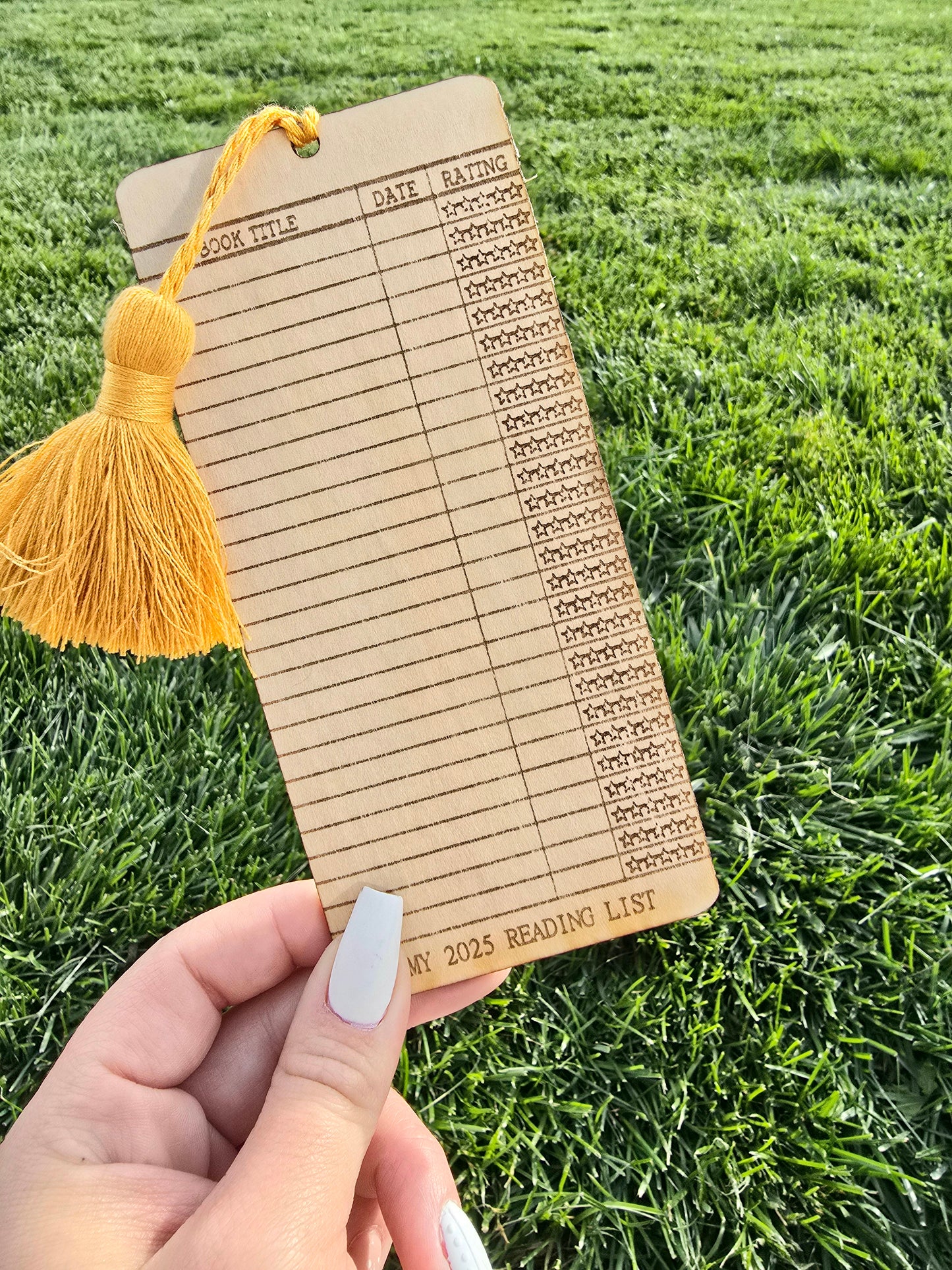 2025 Wooden Bookmark Reading Tracker with Choice of Tassel Color | Fillable Bookmark w/ 26 spaces | Bookish Reader Gift | Fun Idea for Book Club