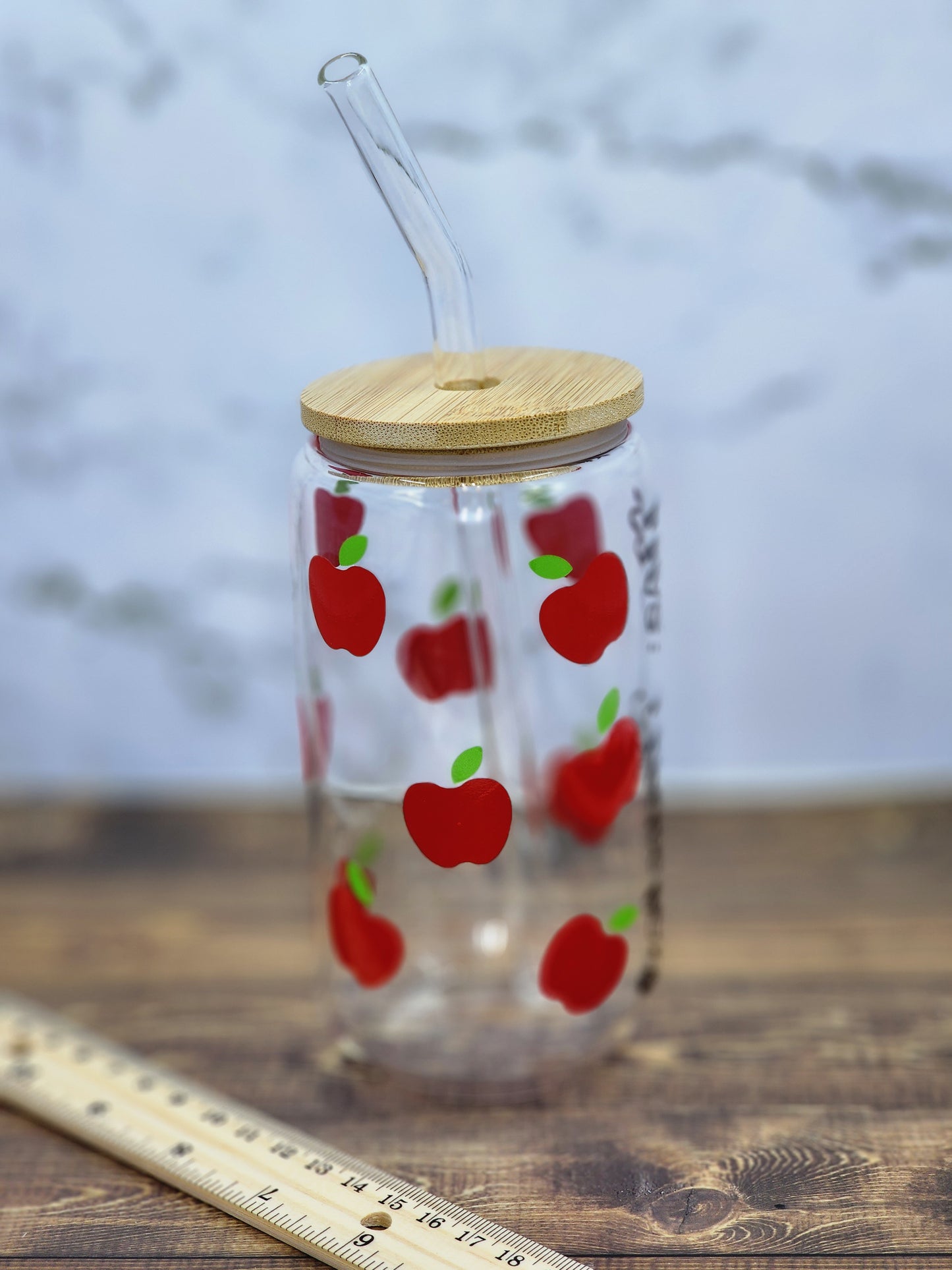 Personalized Teacher Appreciation Gift | 20oz or 16oz Libbey Can Glass | Cold Cup | Iced Coffee | Glass with Bamboo Lid and Straw | Educator