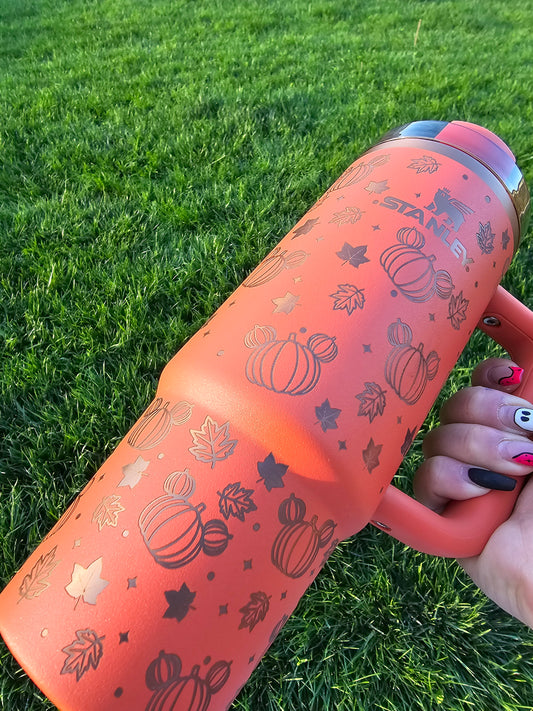 Fall Pumpkin themed 40/30oz Spice Stanley | Fall Aesthetic tumbler | Cute Gifts for her | Very Spooky Halloween | Comes w/box it Ships With