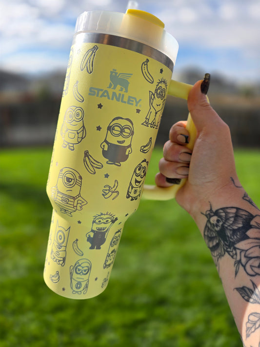 Engraved Minion Mini Helpers 40oz or 30oz Stanley Tumbler | Kids movie themed tumbler | 40oz or 30oz Tumbler w/ seamless Full Wrap Design