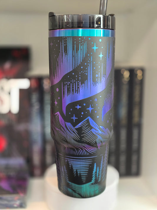 Engraved Northern Lights 40/30oz Stanley Tumbler | Winter and Holiday Tumbler | Black Chroma Tumbler | Gift Ideas | Holiday Gifts for Them