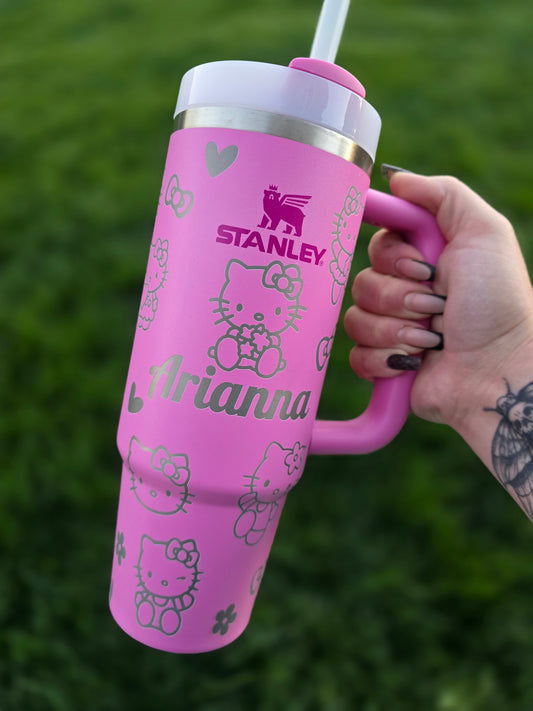 Engraved Kitten and Bows 40/30oz Stanley Tumbler | Cute Tumbler | Lilac and Peony 40/30oz Tumbler | Gift Ideas | Holiday Gifts