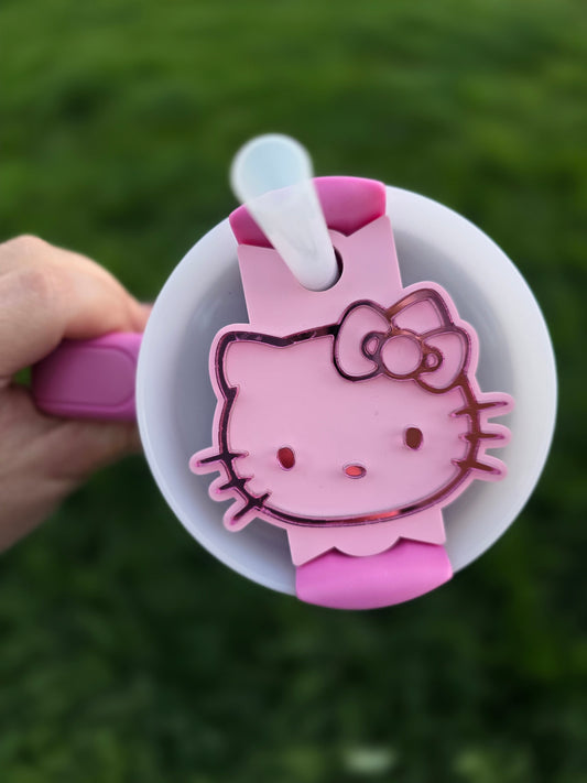 Kitten themed 40oz/30oz Stanley Topper | Tab Tumbler Accessory | Only for 2.0 Stanley's | Cute Pink themed Tumbler Tab | Gifts for her
