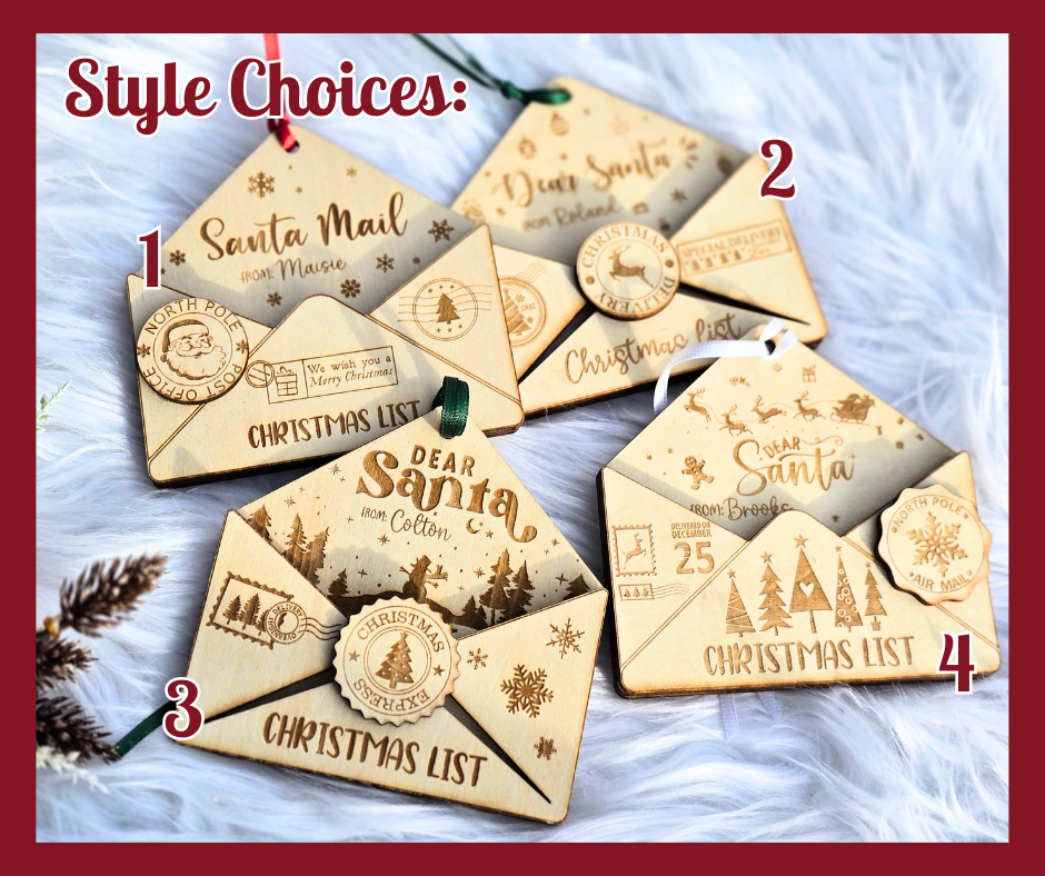 Personalized Engraved Wooden Santa Letter Ornaments | Customized Ornament for Santa Letters | Cute Kids Gifts Family Christmas Tradition