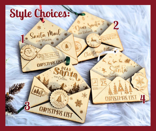 Personalized Engraved Wooden Santa Letter Ornaments | Customized Ornament for Santa Letters | Cute Kids Gifts Family Christmas Tradition