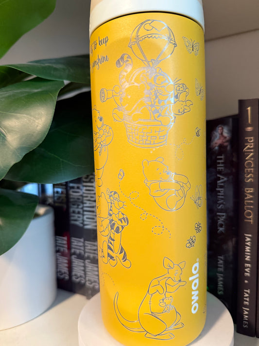 Engraved Winnie The Pooh 24oz Owala Water Bottle | Free Sip and Spill Proof | Special Edition tumbler | Fits Most Car Cup Holders | Pooh
