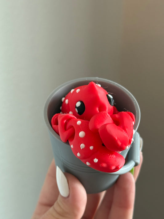 Lobster & Bucket | Very Articulating Lobster with a Bucket | 3D Printed Cute Fidget Toy | Stocking Stuffer and Fidget Toy Gift Ideas