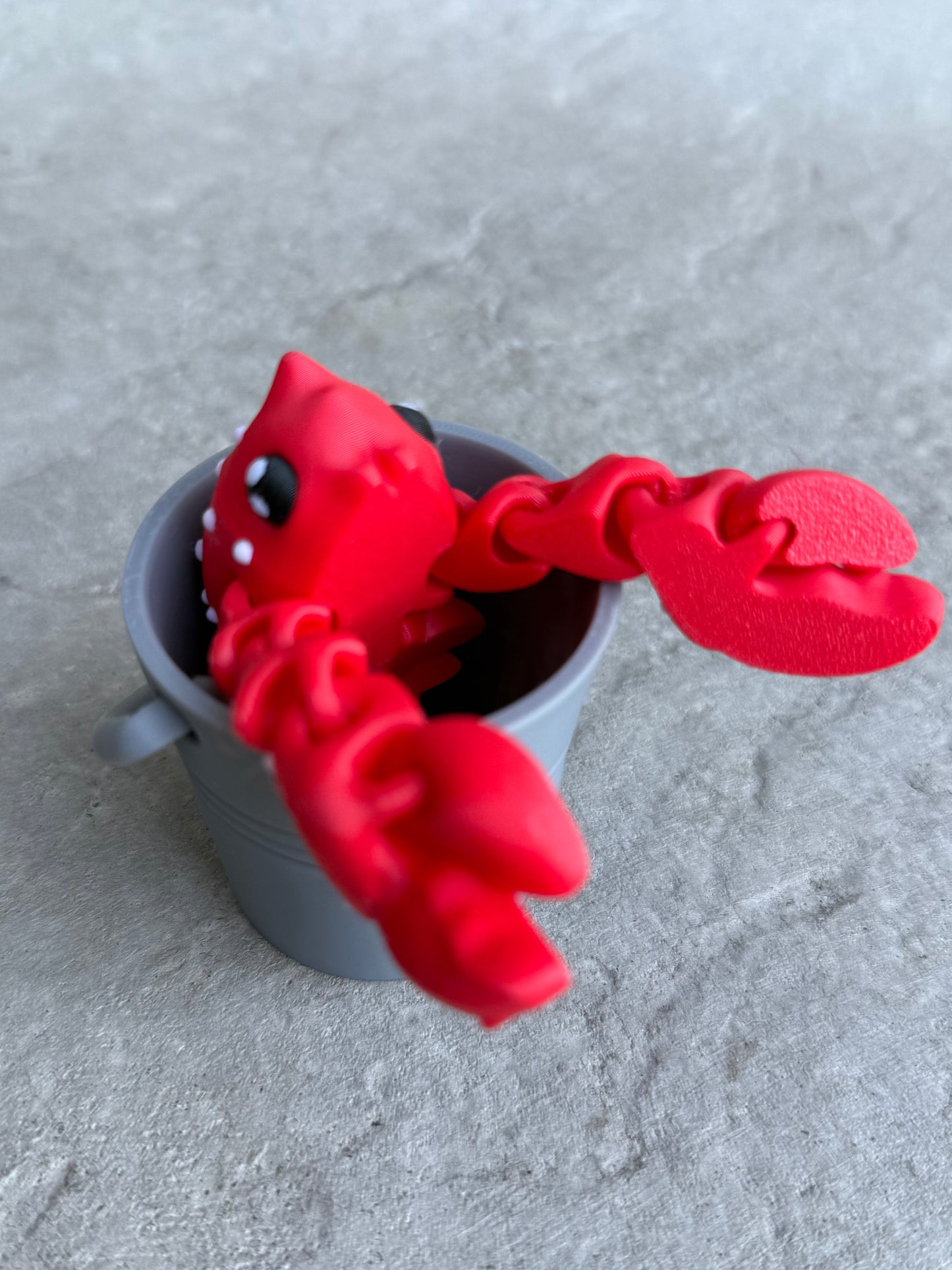Lobster & Bucket | Very Articulating Lobster with a Bucket | 3D Printed Cute Fidget Toy | Stocking Stuffer and Fidget Toy Gift Ideas