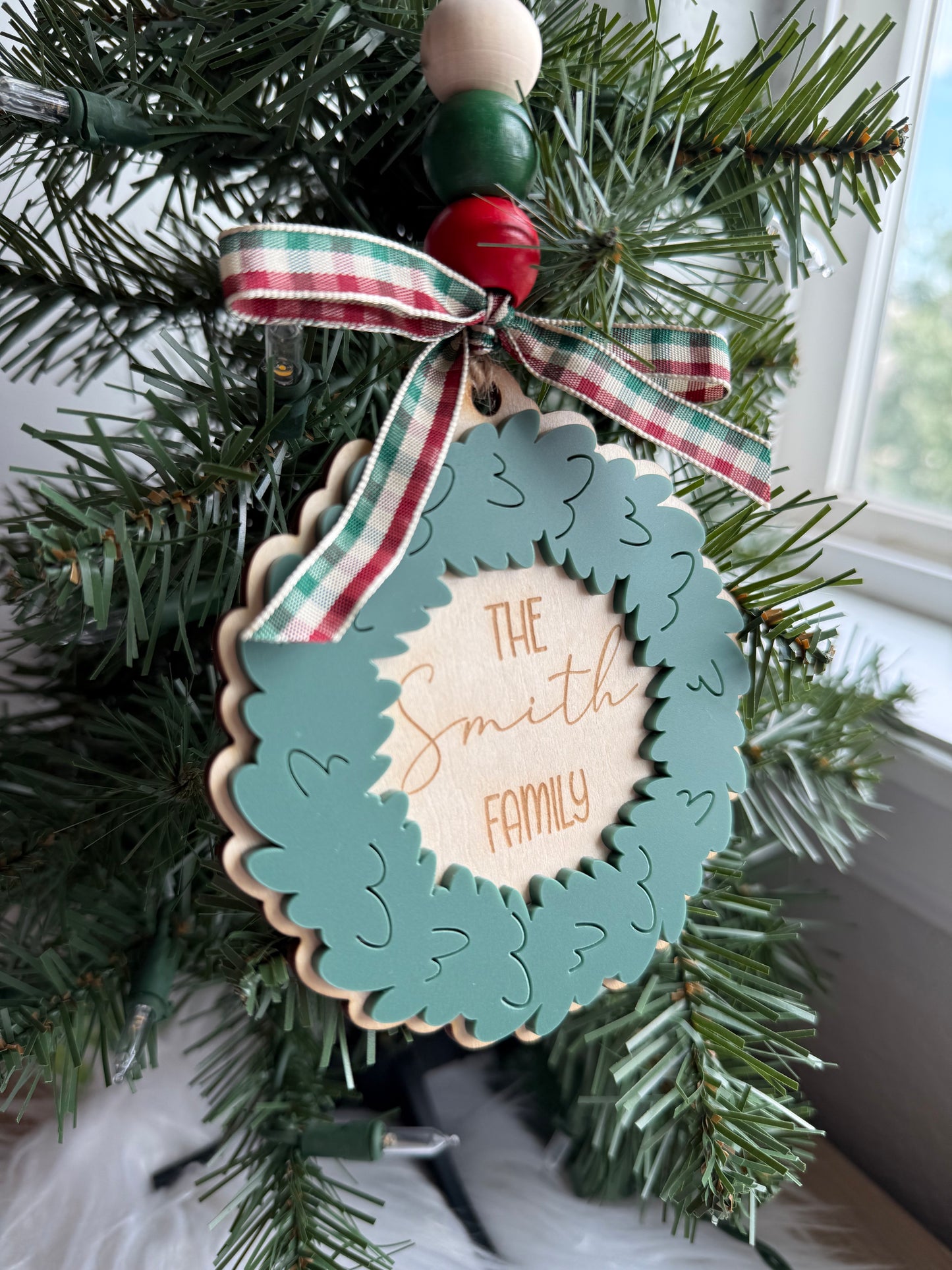 Family Christmas Ornament with Ribbon | Simple Family Gift Idea for Newlyweds and Others | Christmas and Holiday Tree Decoration with Name