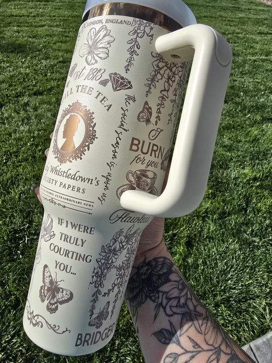 Bridgeton 40oz Tumbler | Cream and Copper or Gold underneath non-branded tumbler | 40oz Tumbler w/ unique Full Wrap Design | Gift Ideas