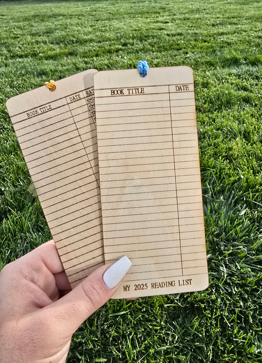 2025 Wooden Bookmark Reading Tracker with Choice of Tassel Color | Fillable Bookmark w/ 26 spaces | Bookish Reader Gift | Fun Idea for Book Club