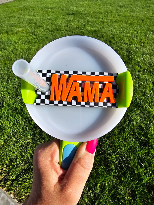 Mama Checkered 40oz/30oz Stanley Topper | Tab Tumbler Accessory | Only for 2.0 Stanley's | Rad Mama Old School Tumbler Tab | Gifts for her