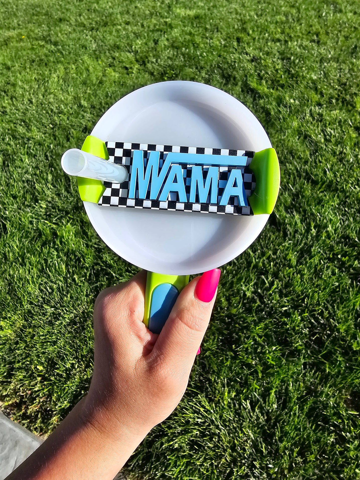 Mama Checkered 40oz/30oz Stanley Topper | Tab Tumbler Accessory | Only for 2.0 Stanley's | Rad Mama Old School Tumbler Tab | Gifts for her